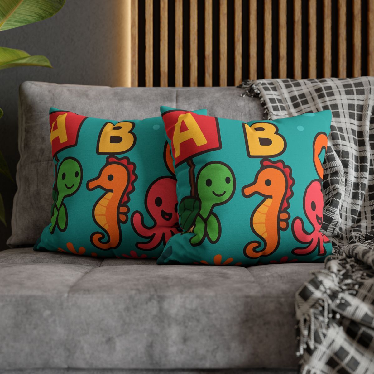 Coral Reef Alphabet Parade soft cotton pillow cases
