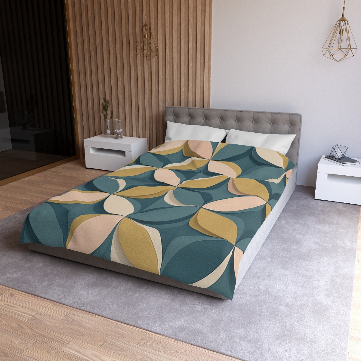 Petal Ripple Grid designer printed duvets