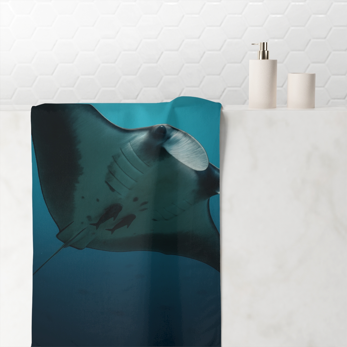 Manta Ray Ocean Glide decorative home towelscustom towels