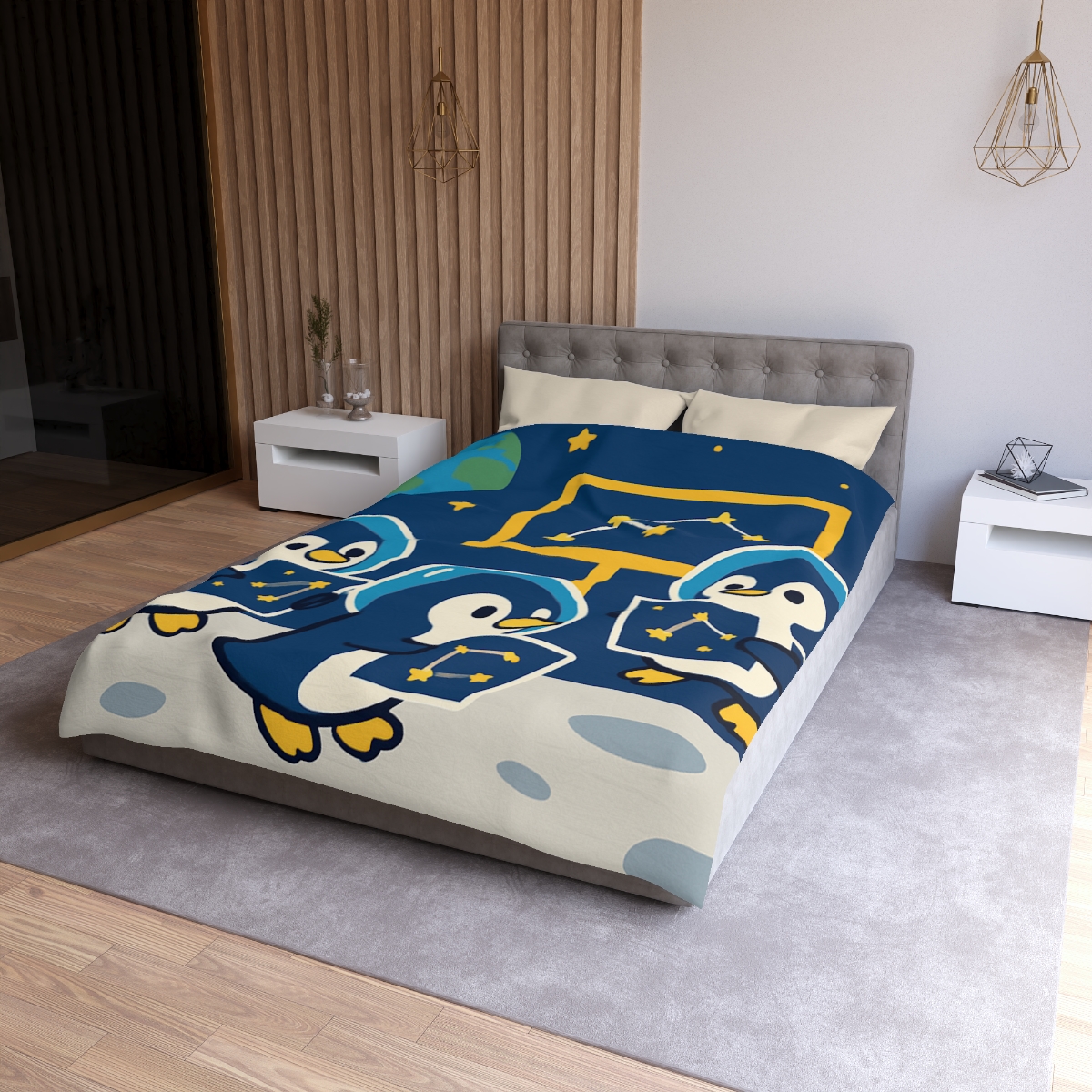 Space School For Curious Penguins soft comforter duvets