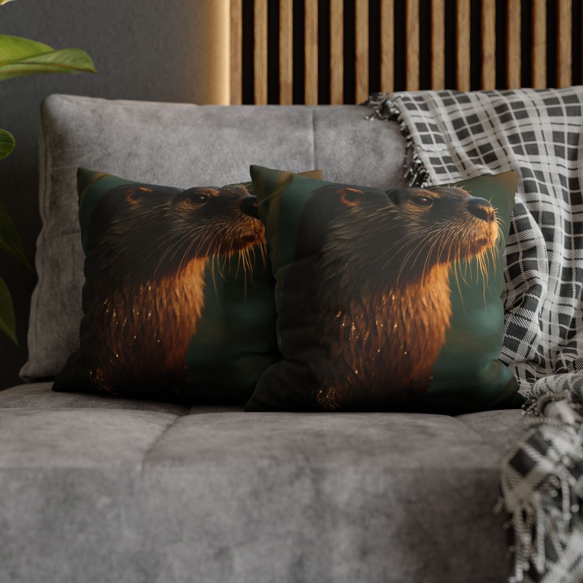 Glinting Stream River Otter soft cotton pillow cases