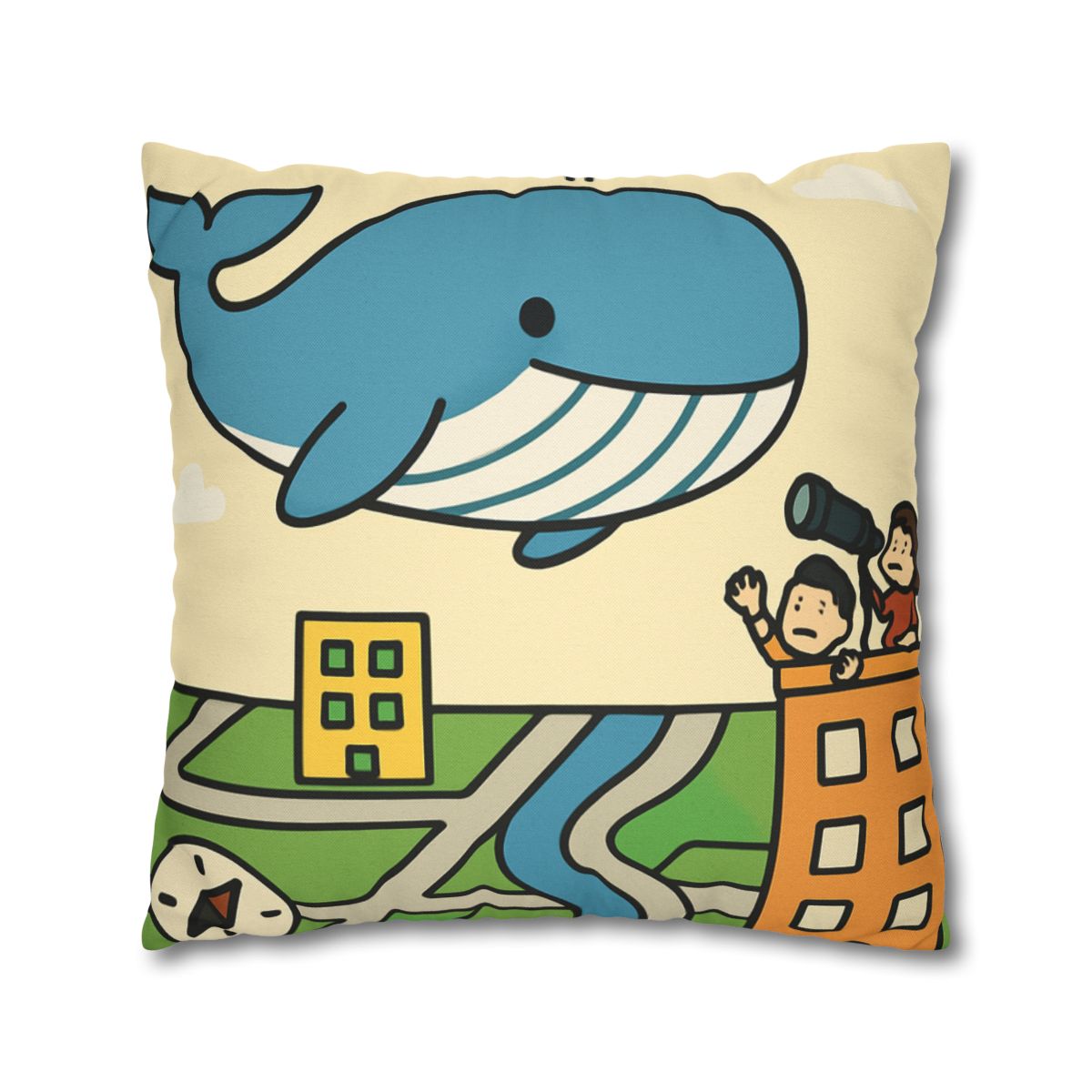 Sky Whale Over The Map City custom pillow cases