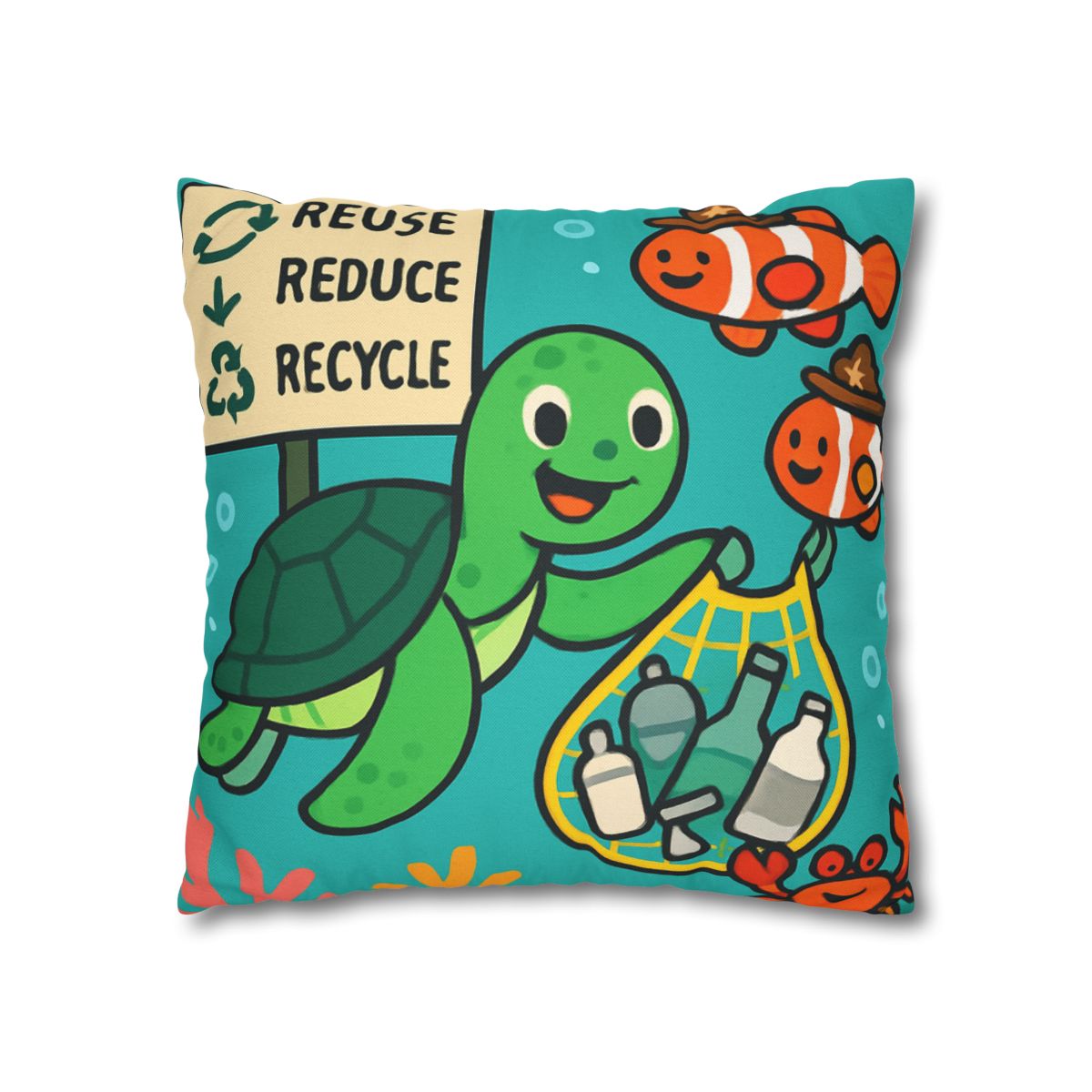 Coral Reef Recycling Rangers designer print pillow cases