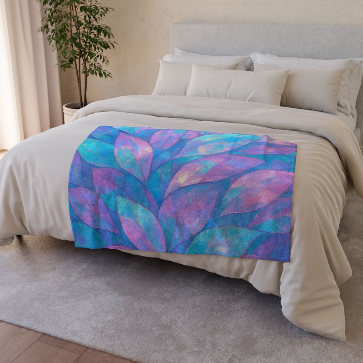 Petal Mosaic Aurora soft fleece blankets