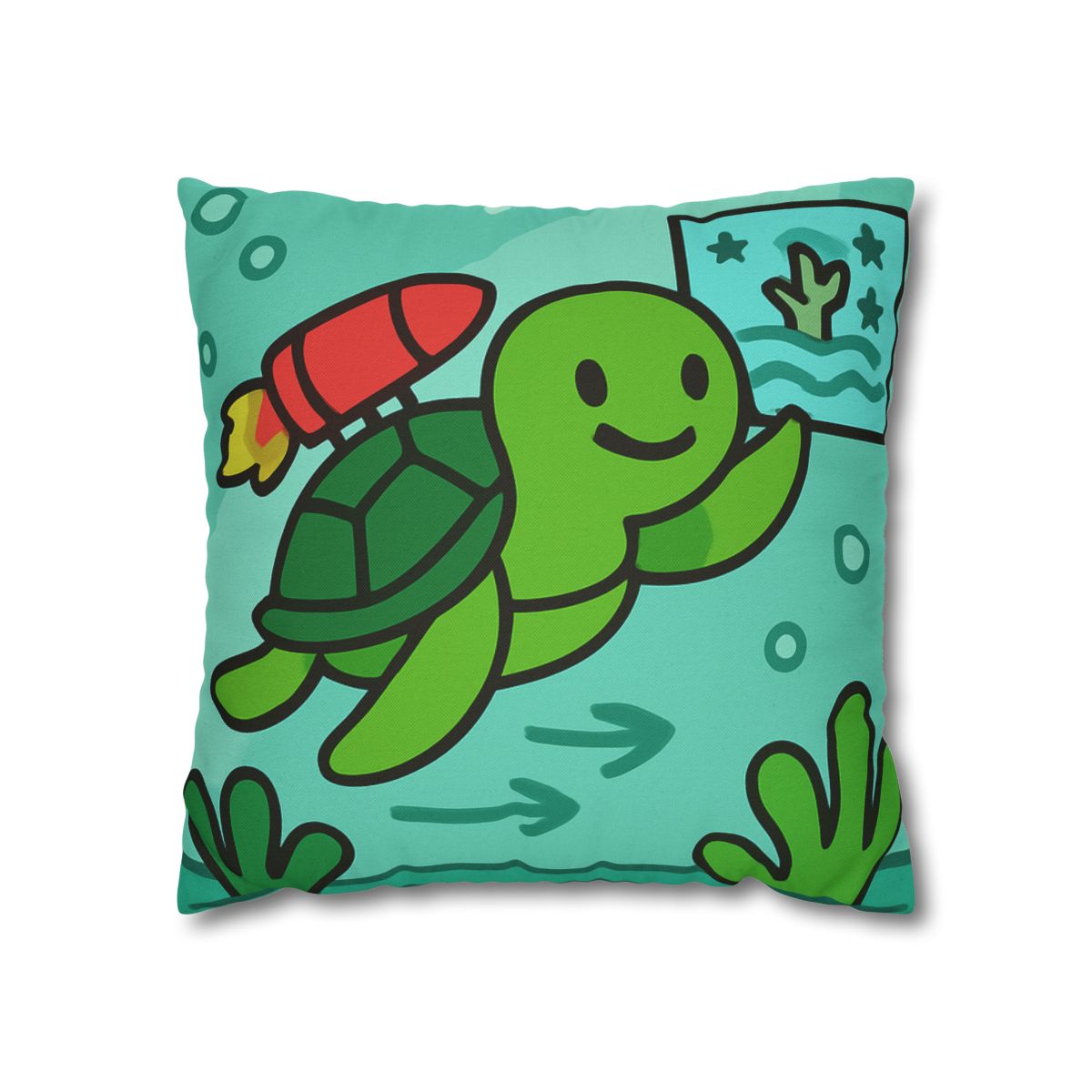 Underwater Rocket Turtle designer print pillow cases