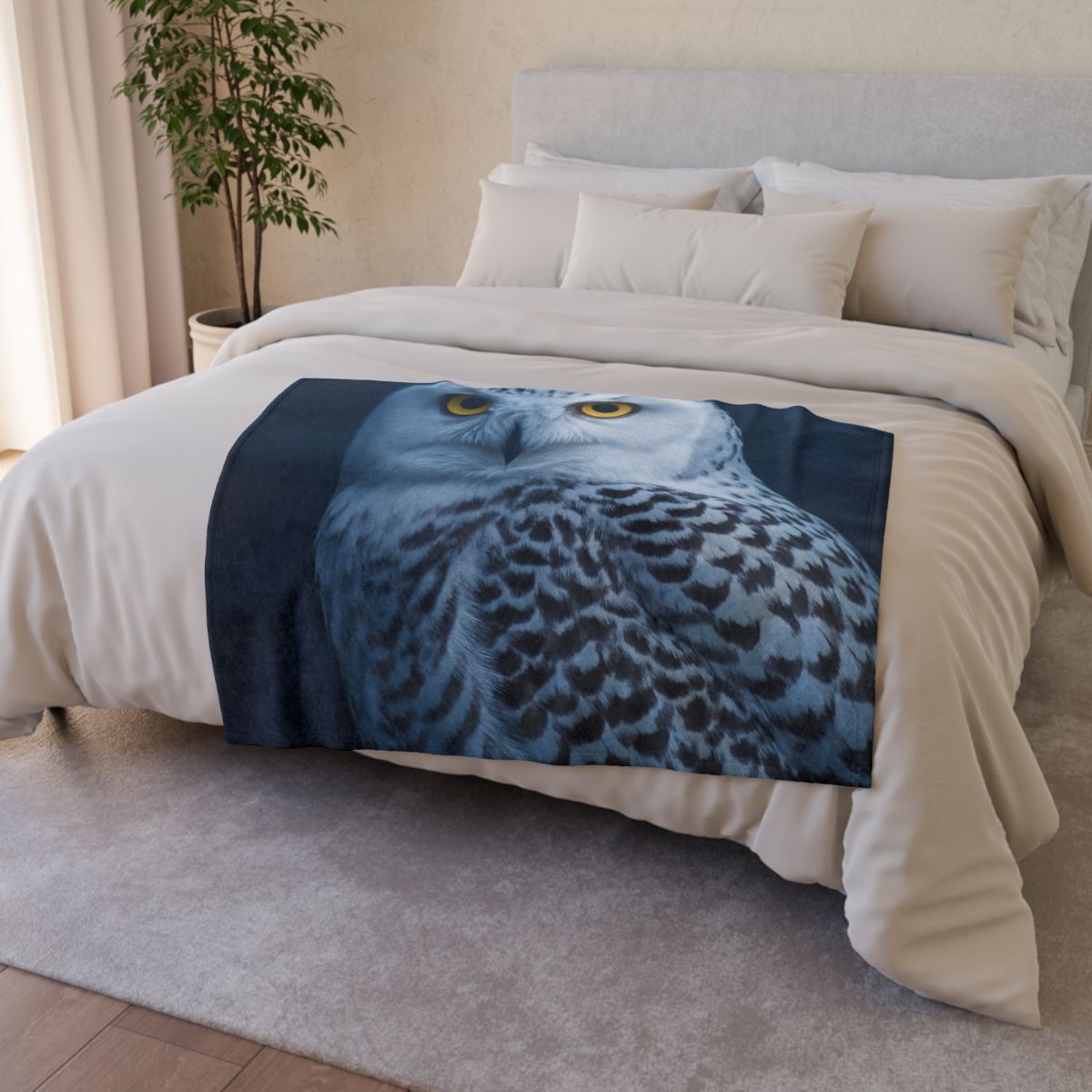 Midnight Watch Snowy Owl stylish throw blankets