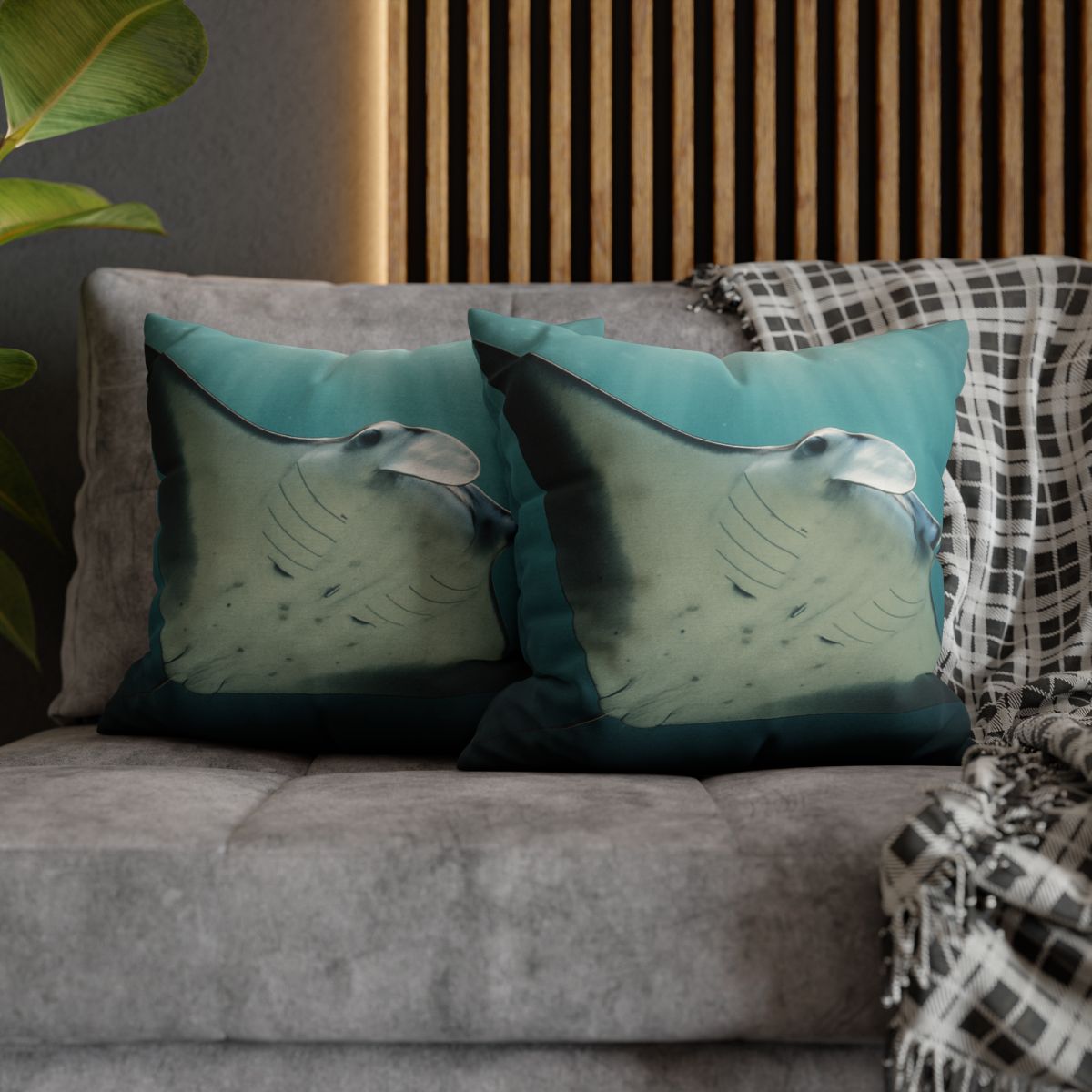 Celestial Glide Reef Manta Ray stylish decorative pillowcases