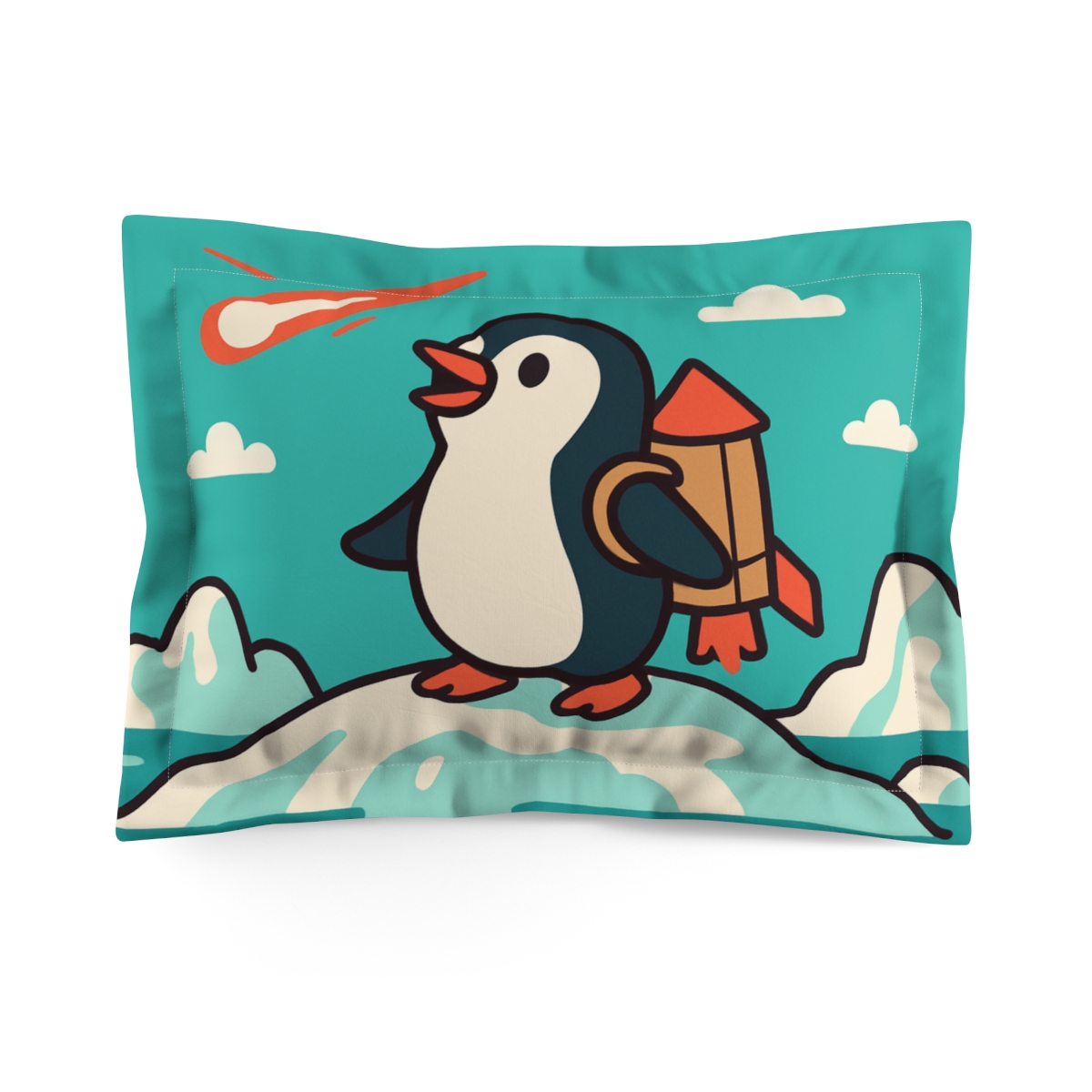 Rocket Pilot Penguin designer printed pillows