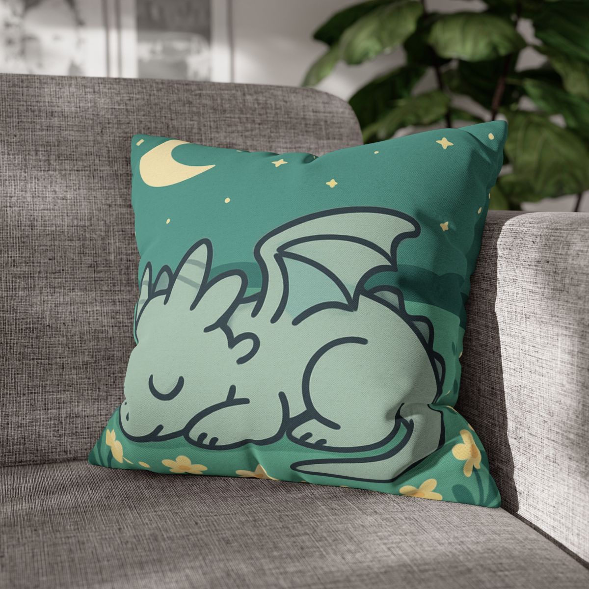 Moonlight Meadow Dragon designer print pillow cases