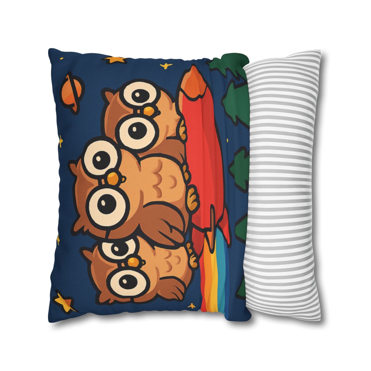 Rocket Riding Forest Owls designer print pillow cases