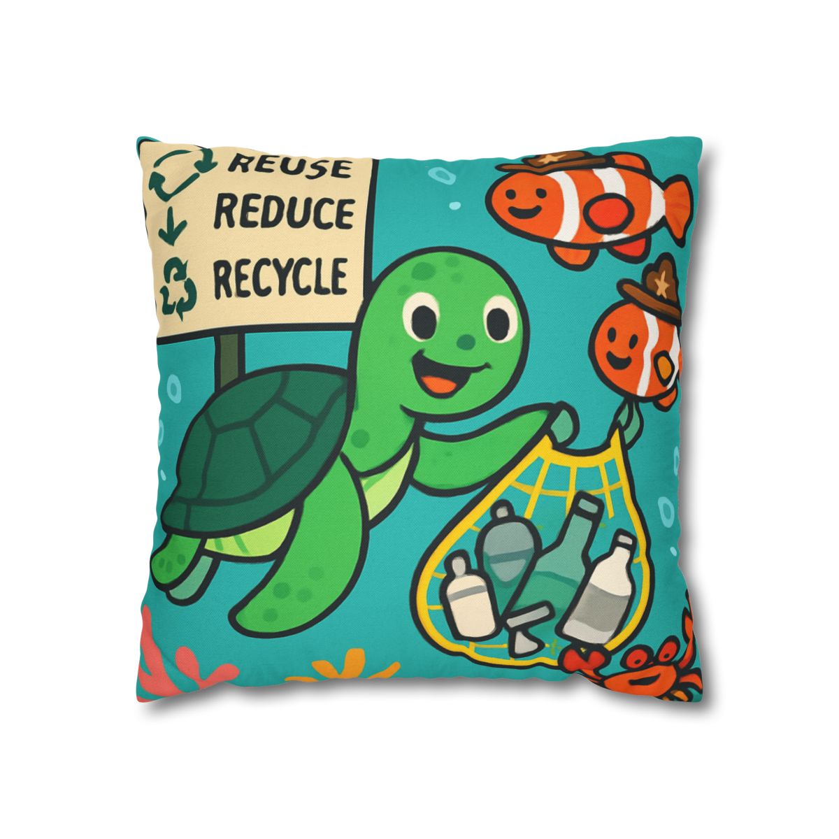 Coral Reef Recycling Rangers designer print pillow cases
