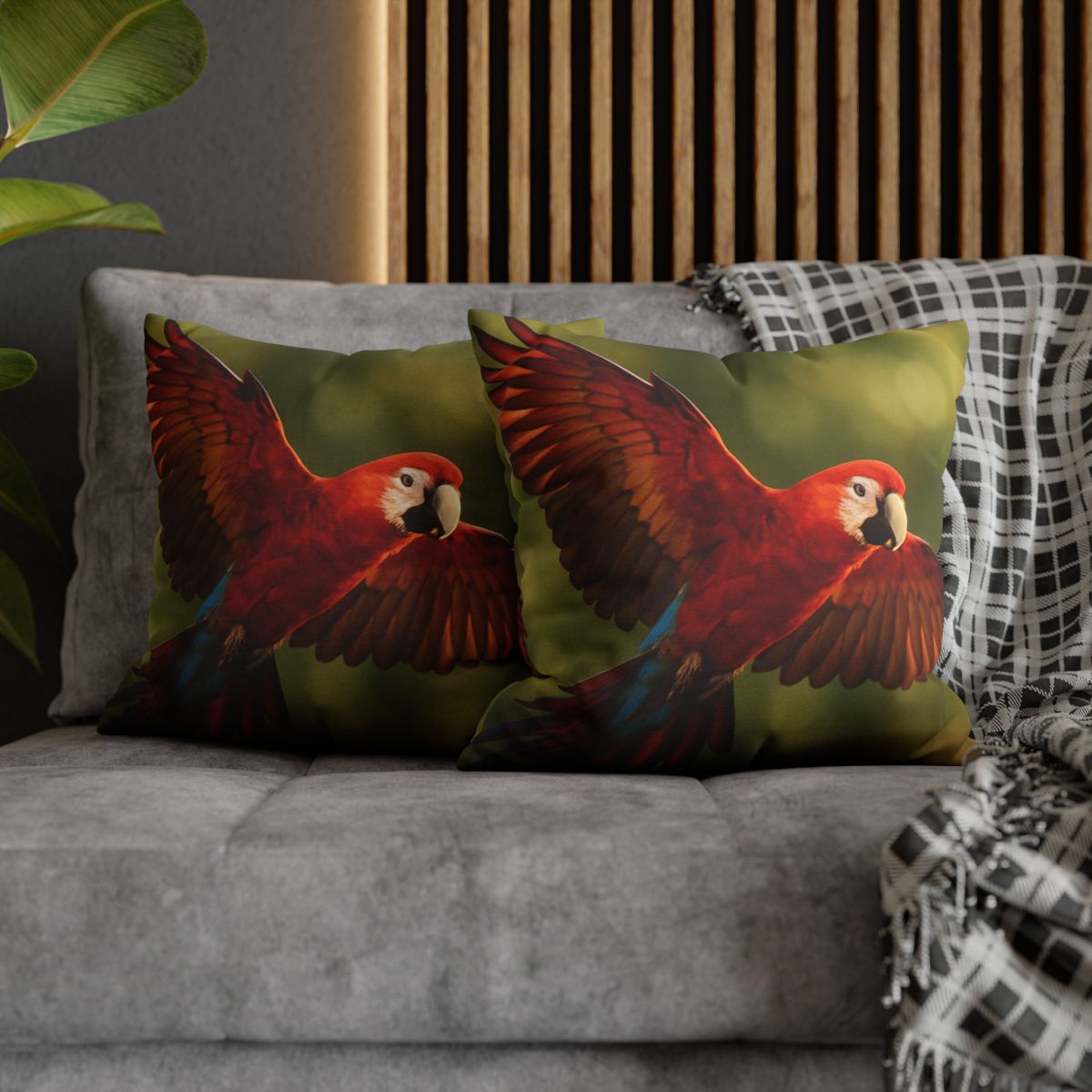 Scarlet Arc Macaw In Flight trendy patterned pillow cases