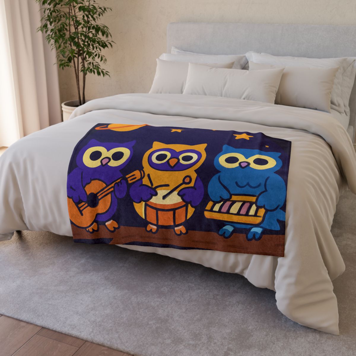 Star Song Owl Band stylish throw blankets