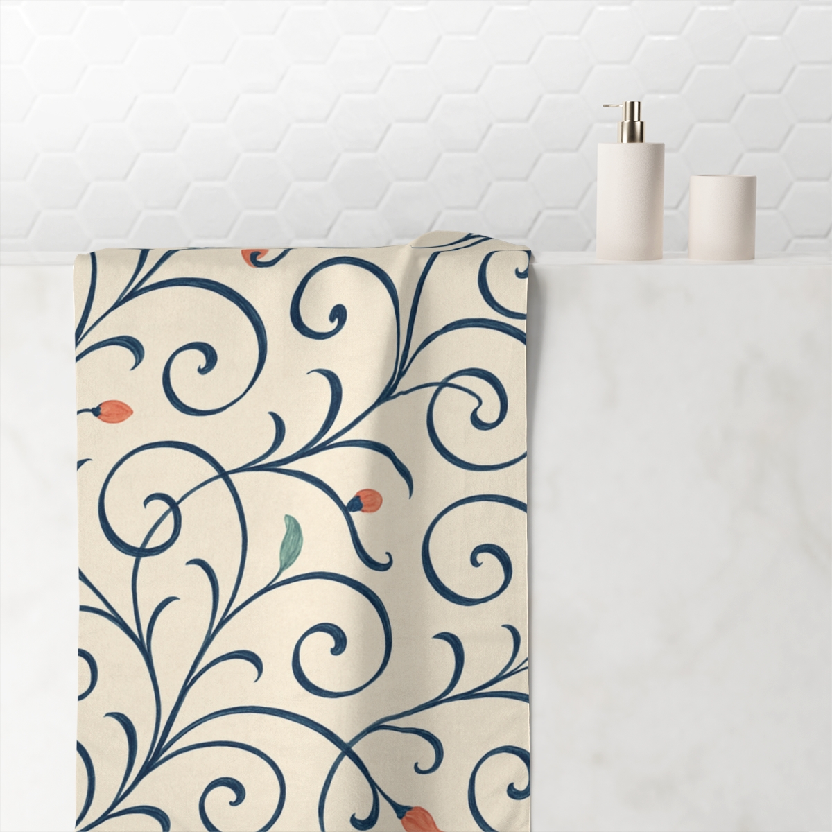 Vine Curl Calligraphy personalized bath towels