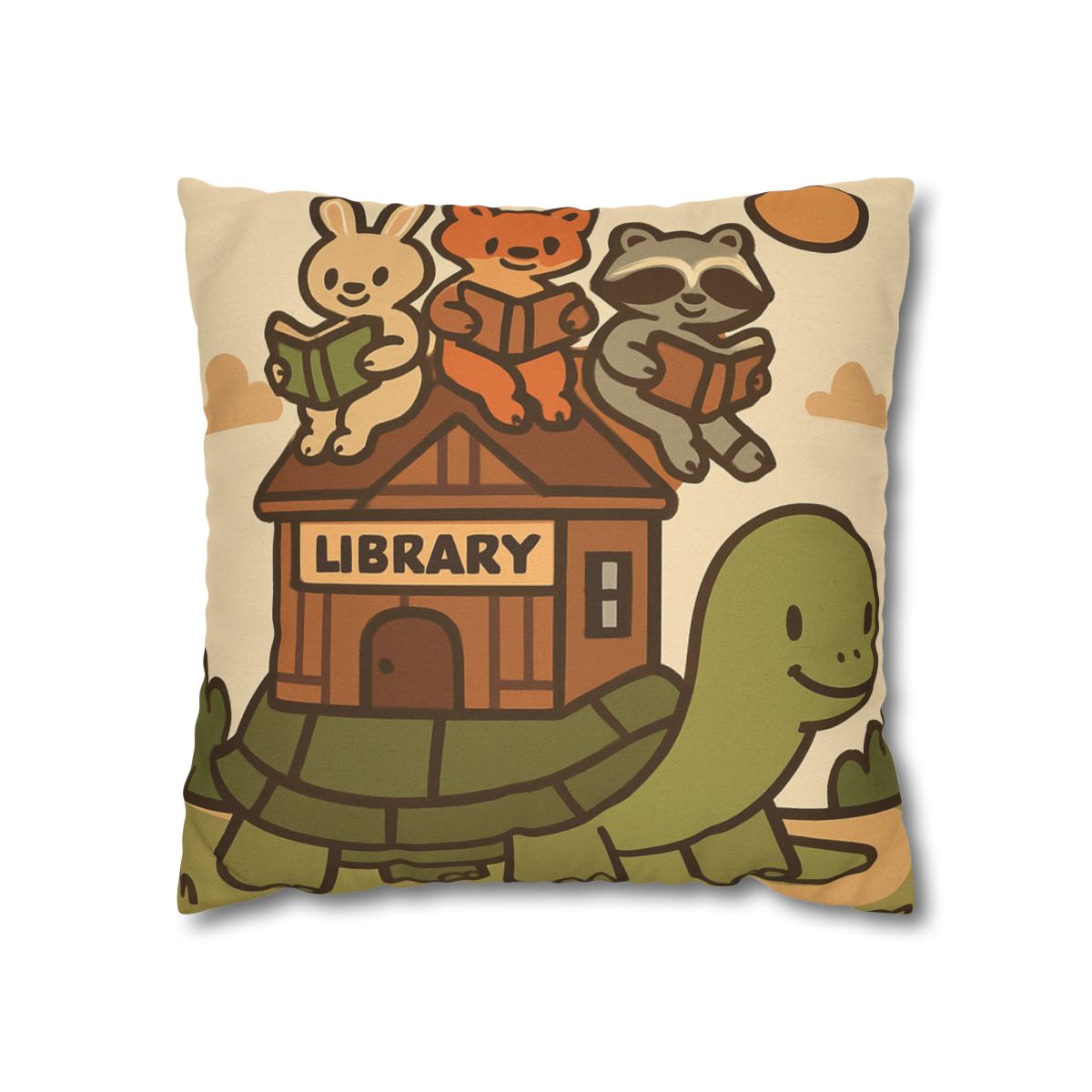 Time Traveling Turtle Library designer print pillow cases