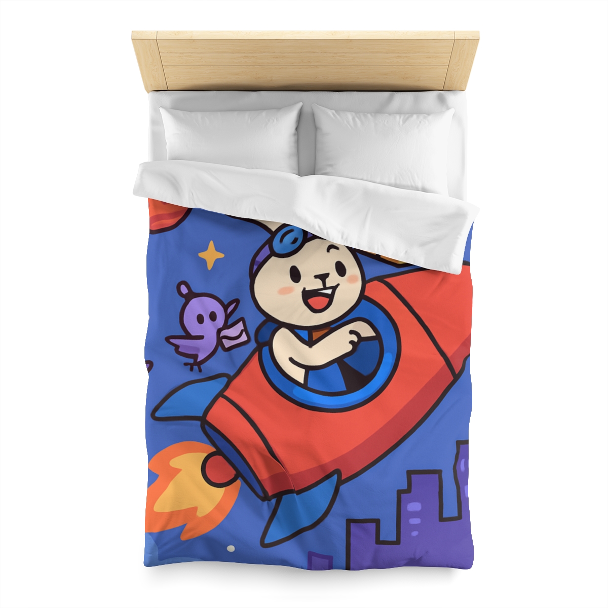 Rocket Rabbit Space Delivery custom duvets
