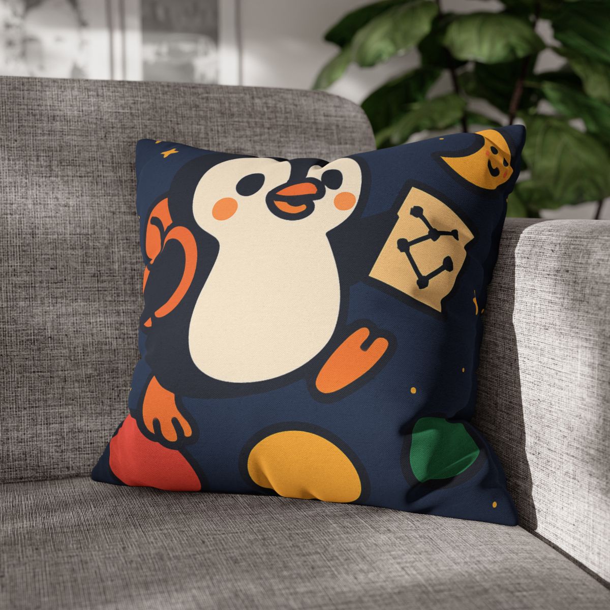 Planet Hopping Penguin Explorer comfortable bedding pillow covers