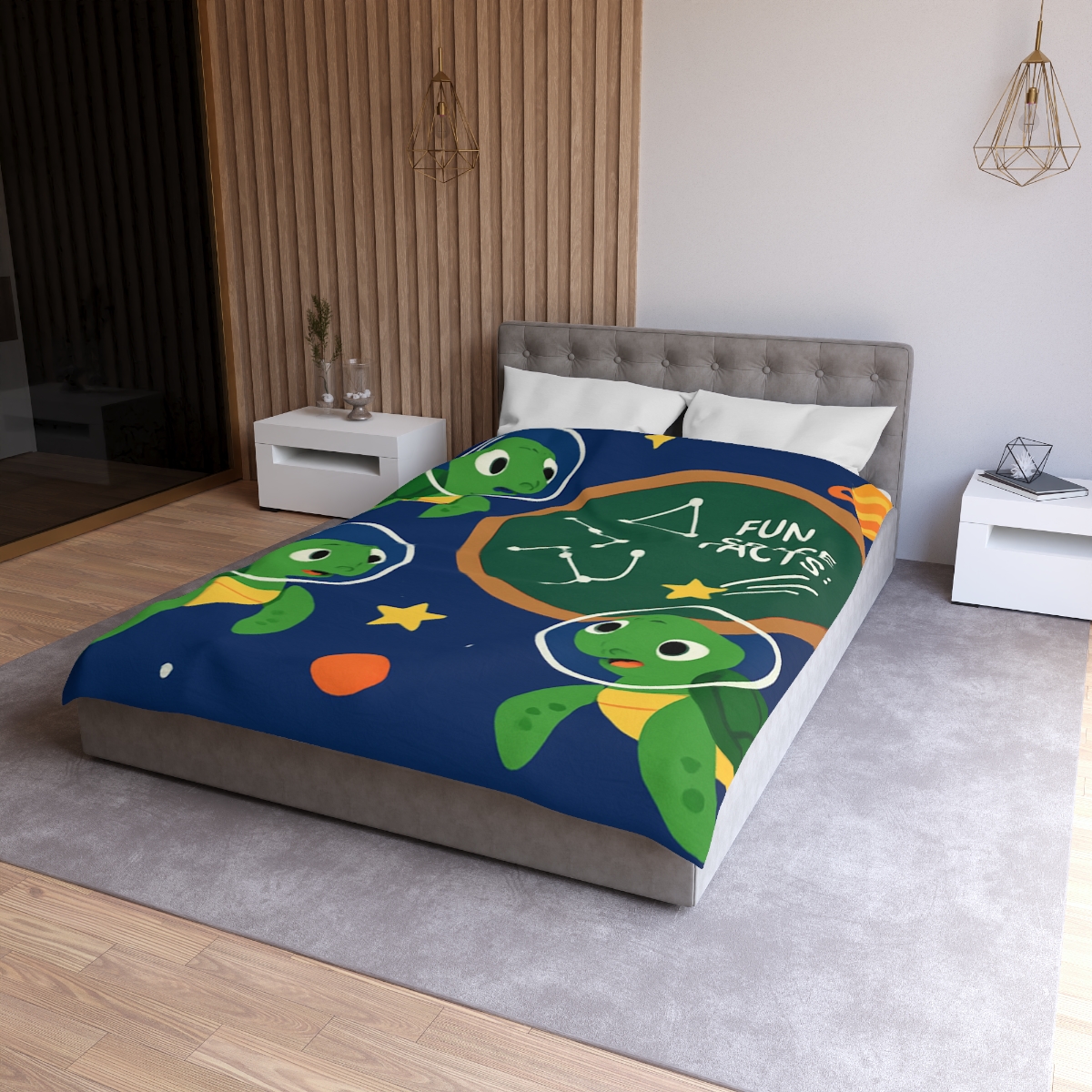 Space School Of Curious Sea Turtles soft comforter duvets