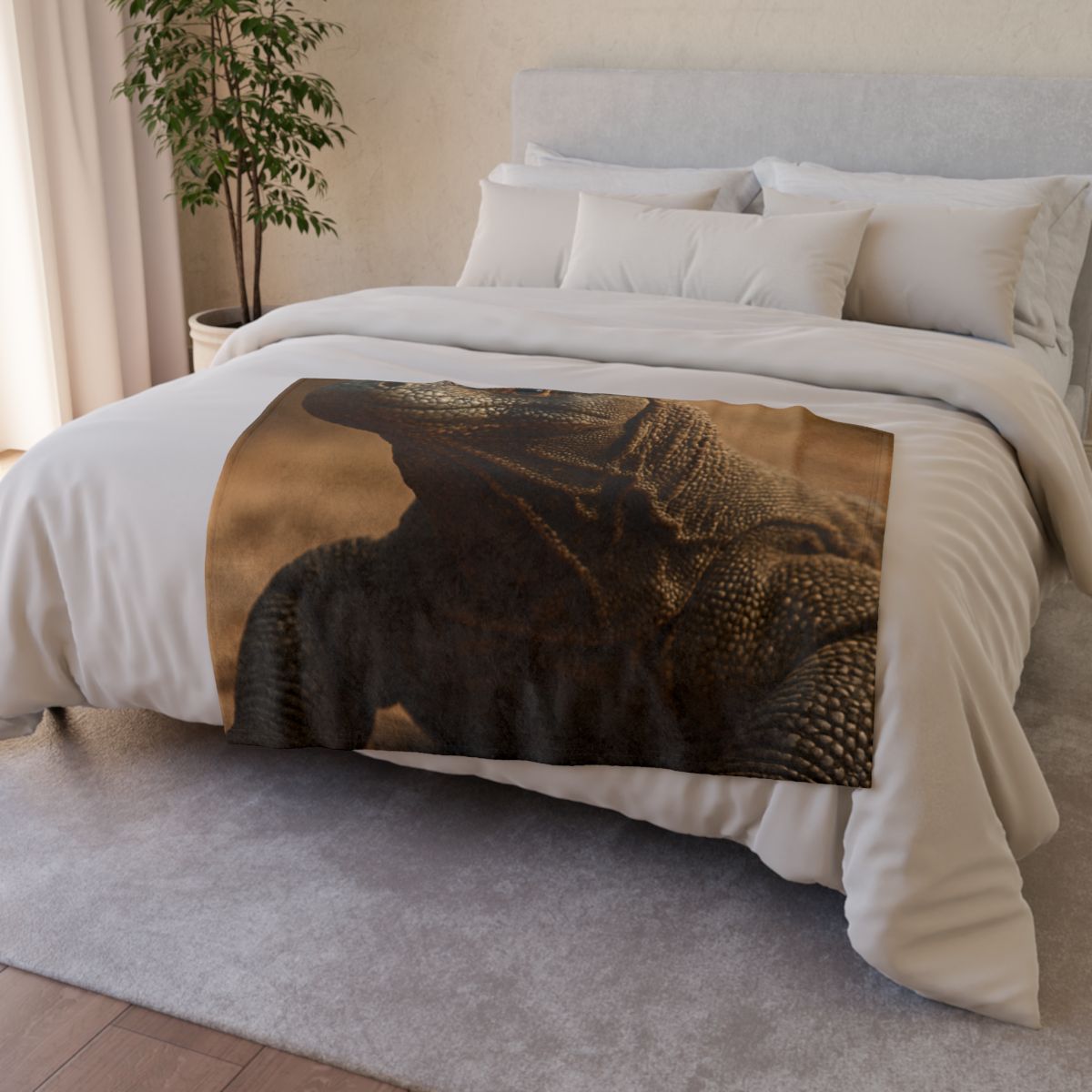 Ancient Sentinel Komodo Dragon trendy patterned blankets