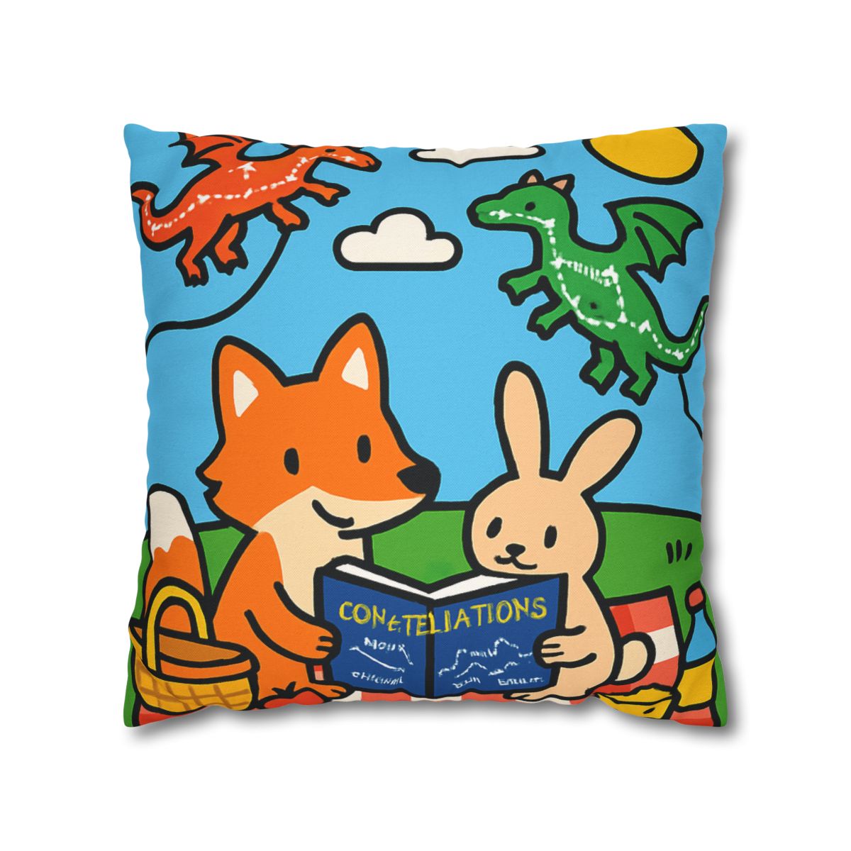Sky Map Picnic With Dragon Kites personalized pillow covers