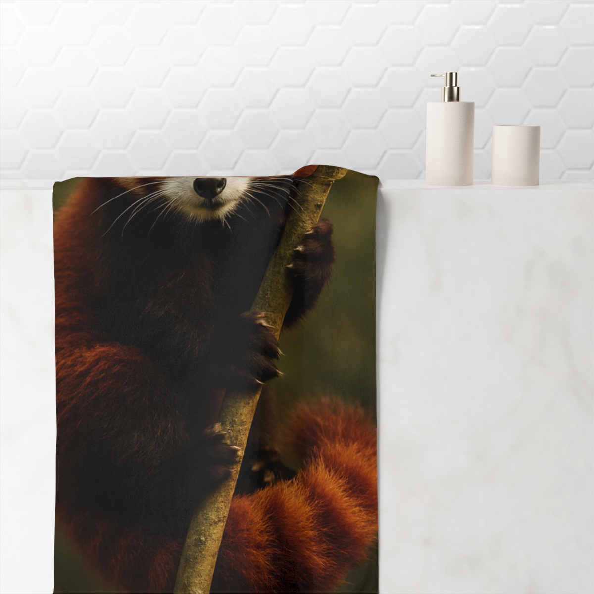 Red Panda Bamboo Climber trendy hand towels