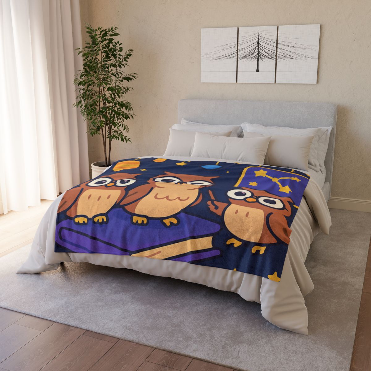 Galaxy Library Of The Wise Owls warm winter blankets