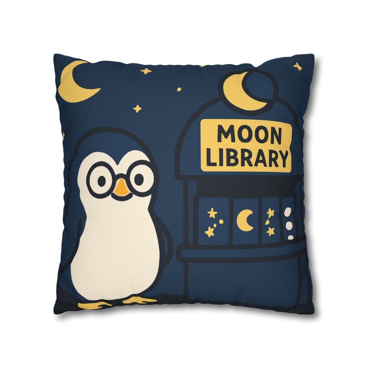 Moonlight Library Run By A Wise Penguin Astronomer designer print pillow cases