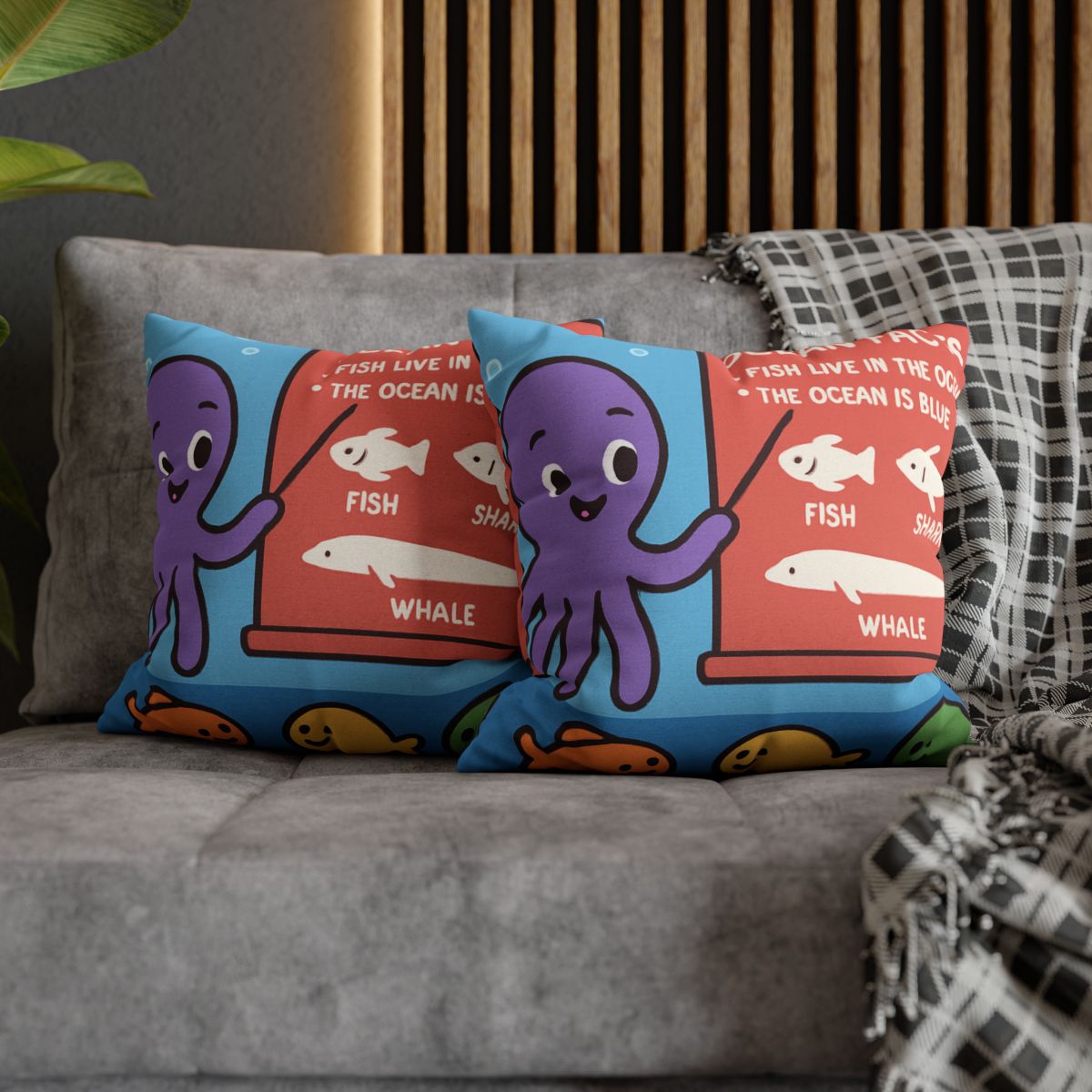 Coral Classroom With Professor Octopus soft cotton pillow cases