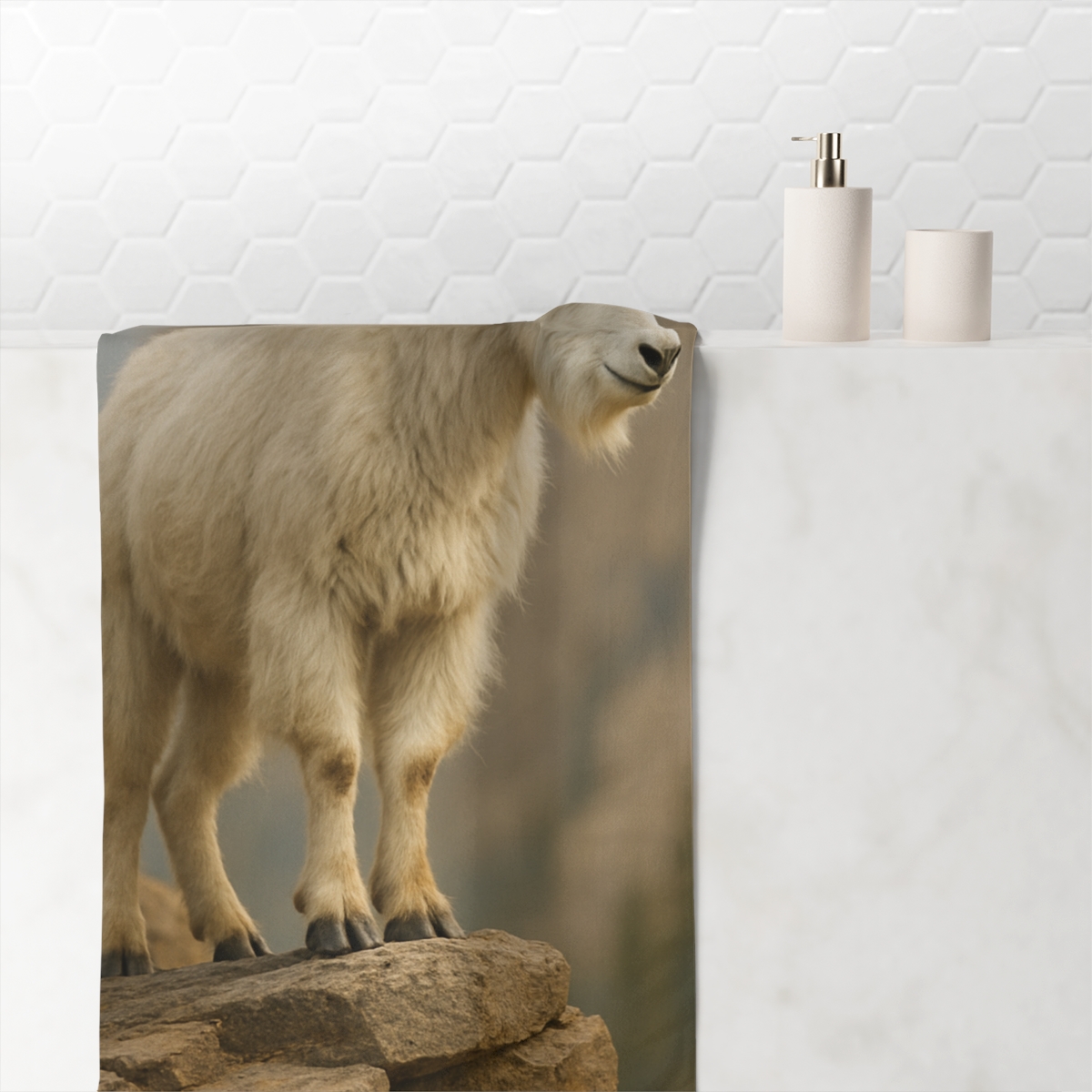 Canyon Edge Mountain Goat designer printed towels