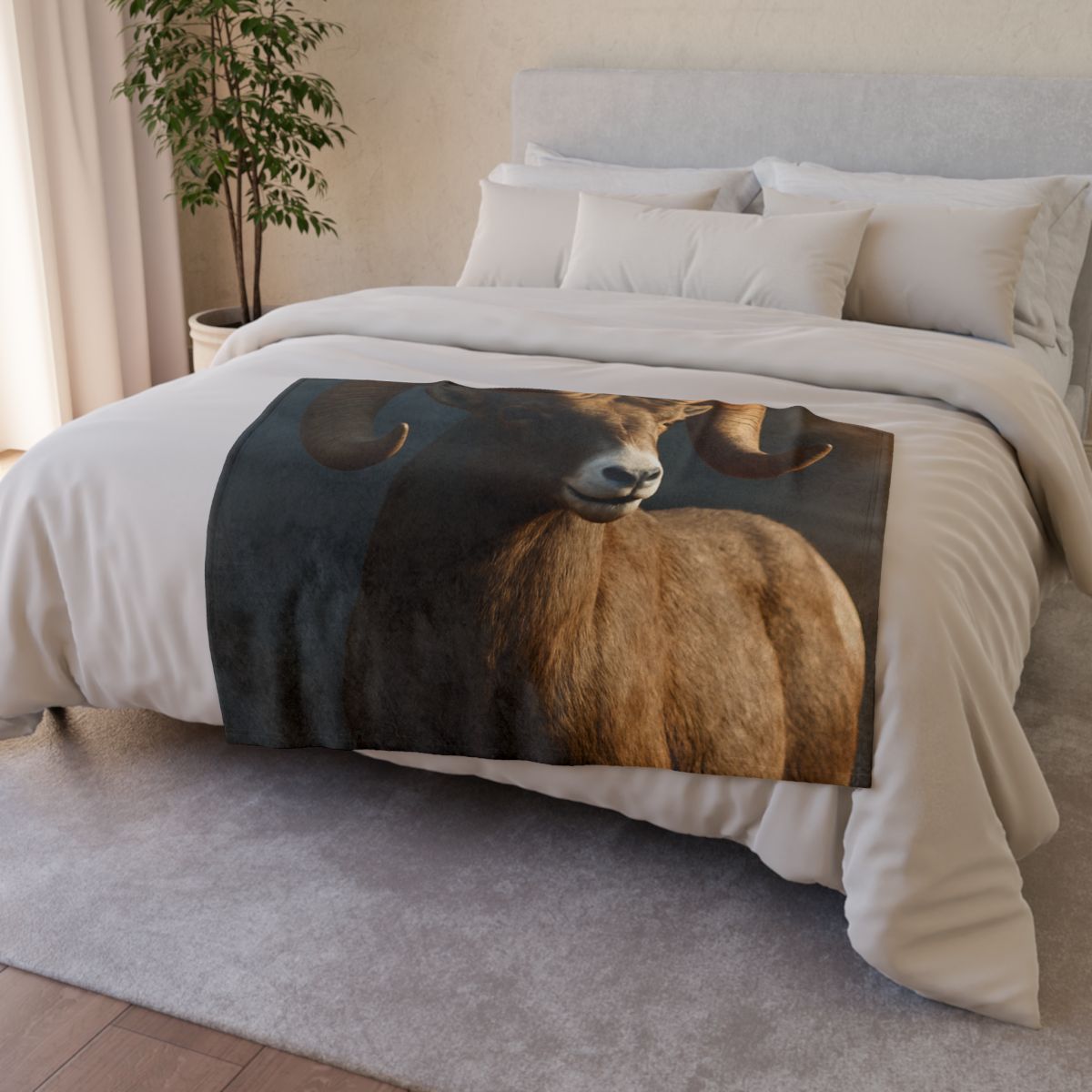 Canyon Shadow Bighorn Sheep trendy patterned blankets