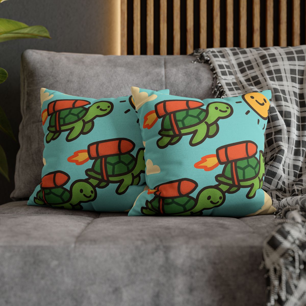 Rocket Powered Turtles comfortable bedding pillow covers