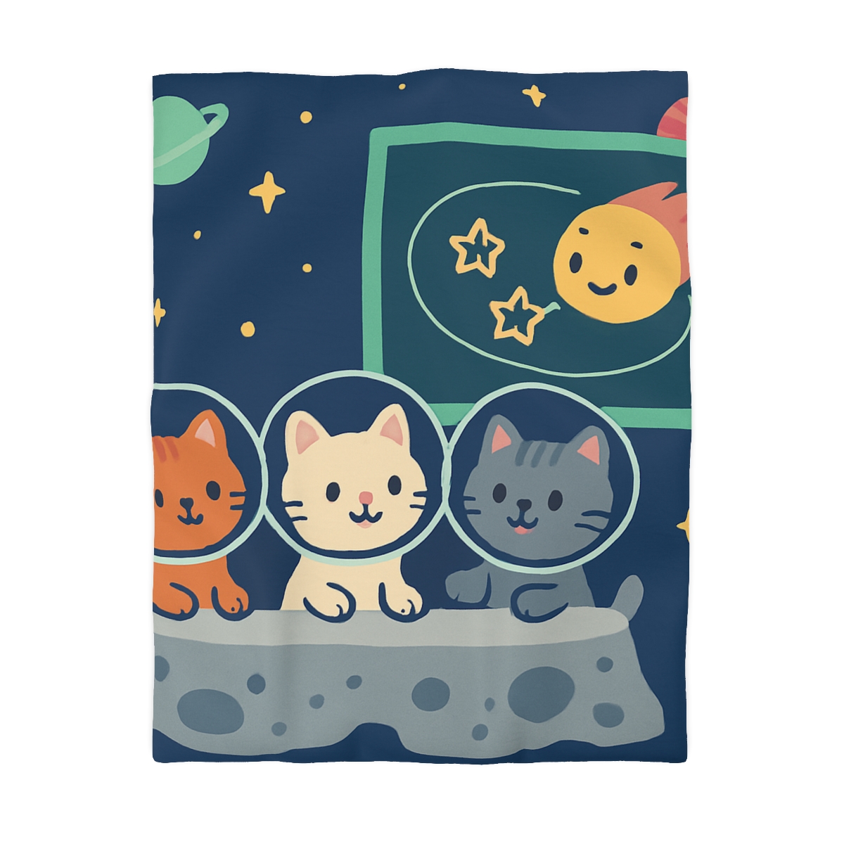 Comet Classroom For Curious Kittens designer printed duvets