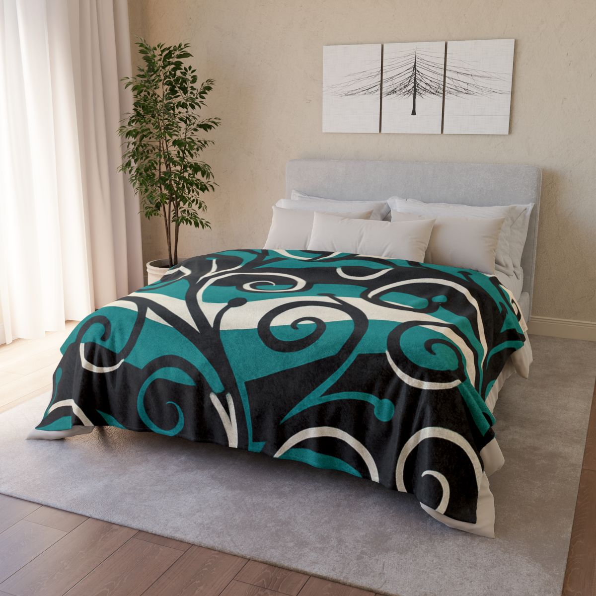 Vine Curl Wave Interference stylish throw blankets