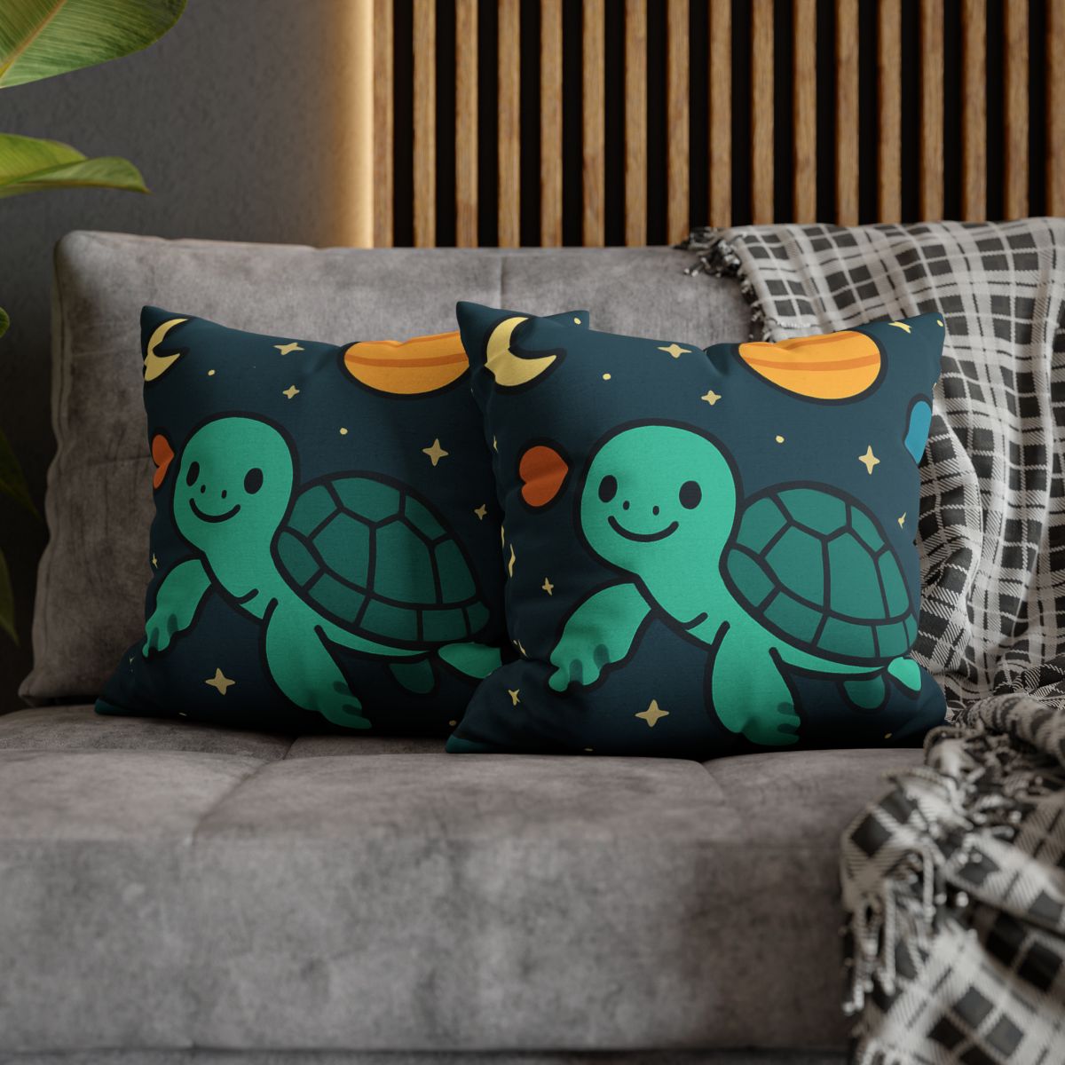 Starlit Space Turtle designer print pillow cases