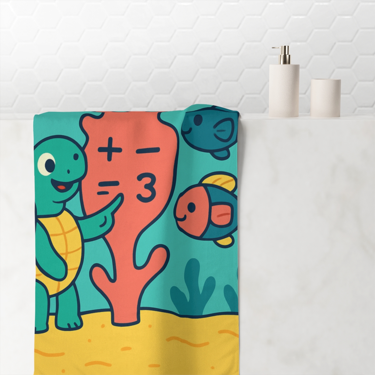 Cosmic Coral Classroom trendy hand towels