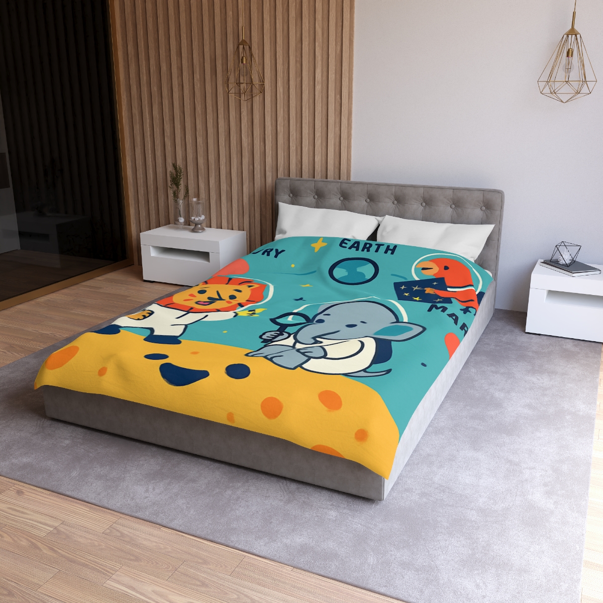 Starry Science Safari designer printed duvets