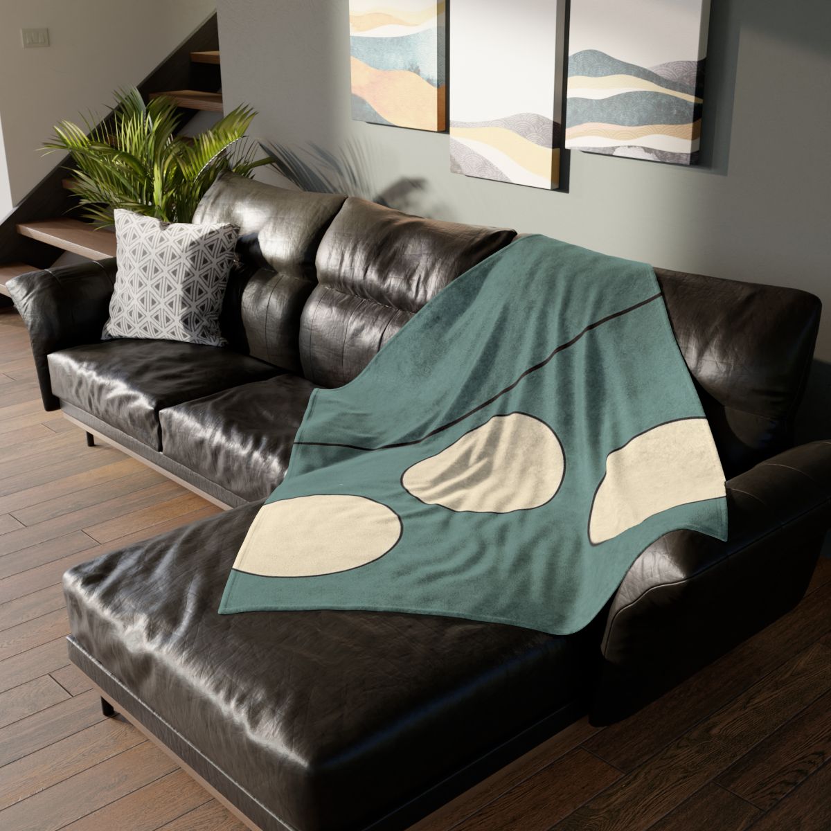 Staggered Trio Of Circles With Thin Divider soft fleece blankets