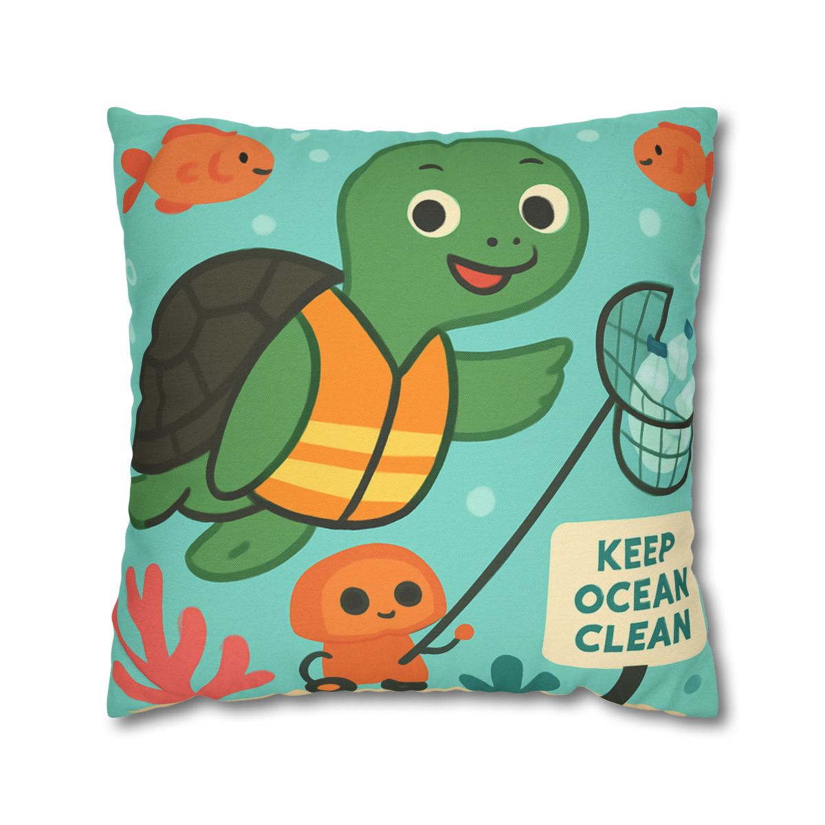 Coral Cleanup Turtle Patrol soft cotton pillow cases