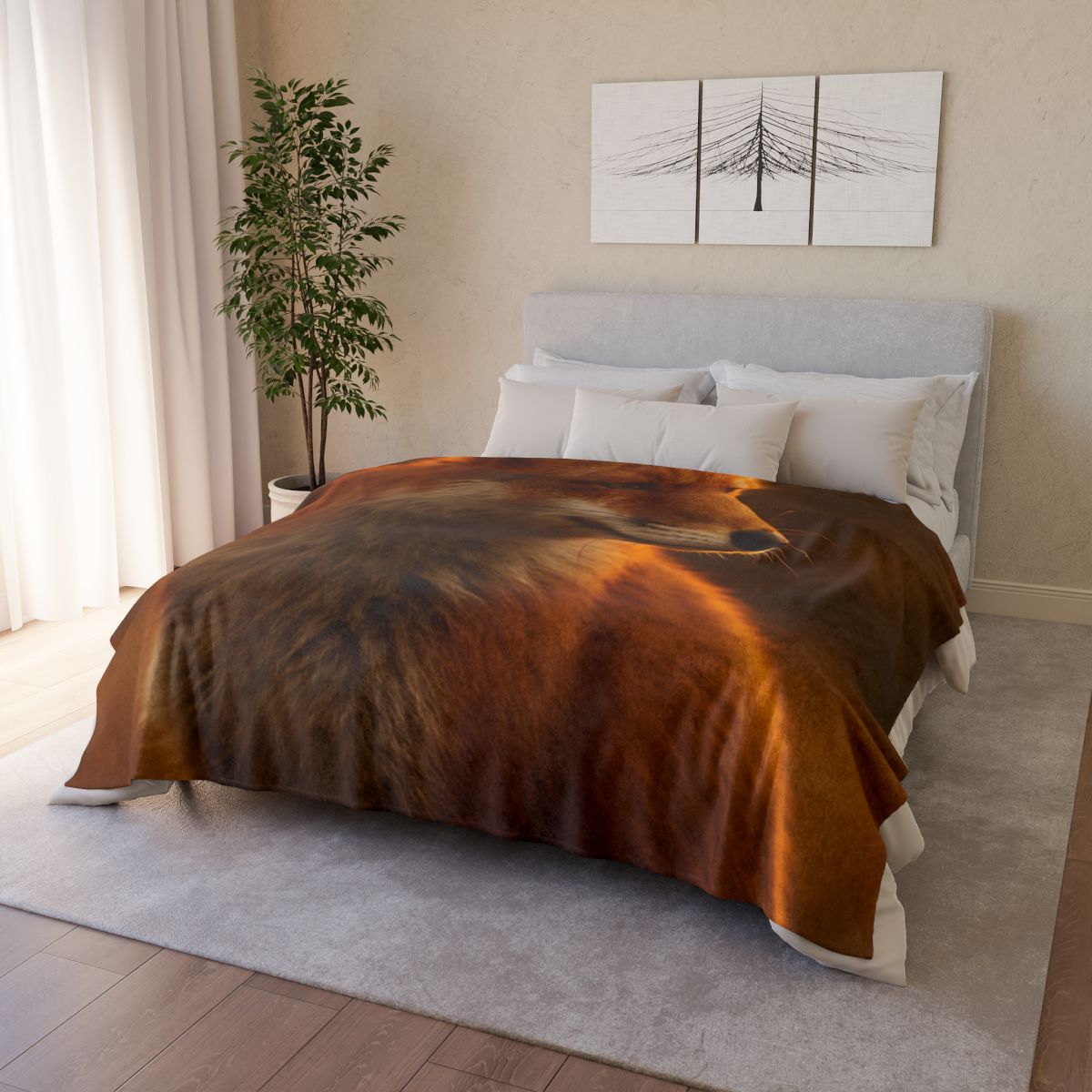 Crimson Whisper Red Fox decorative home blankets