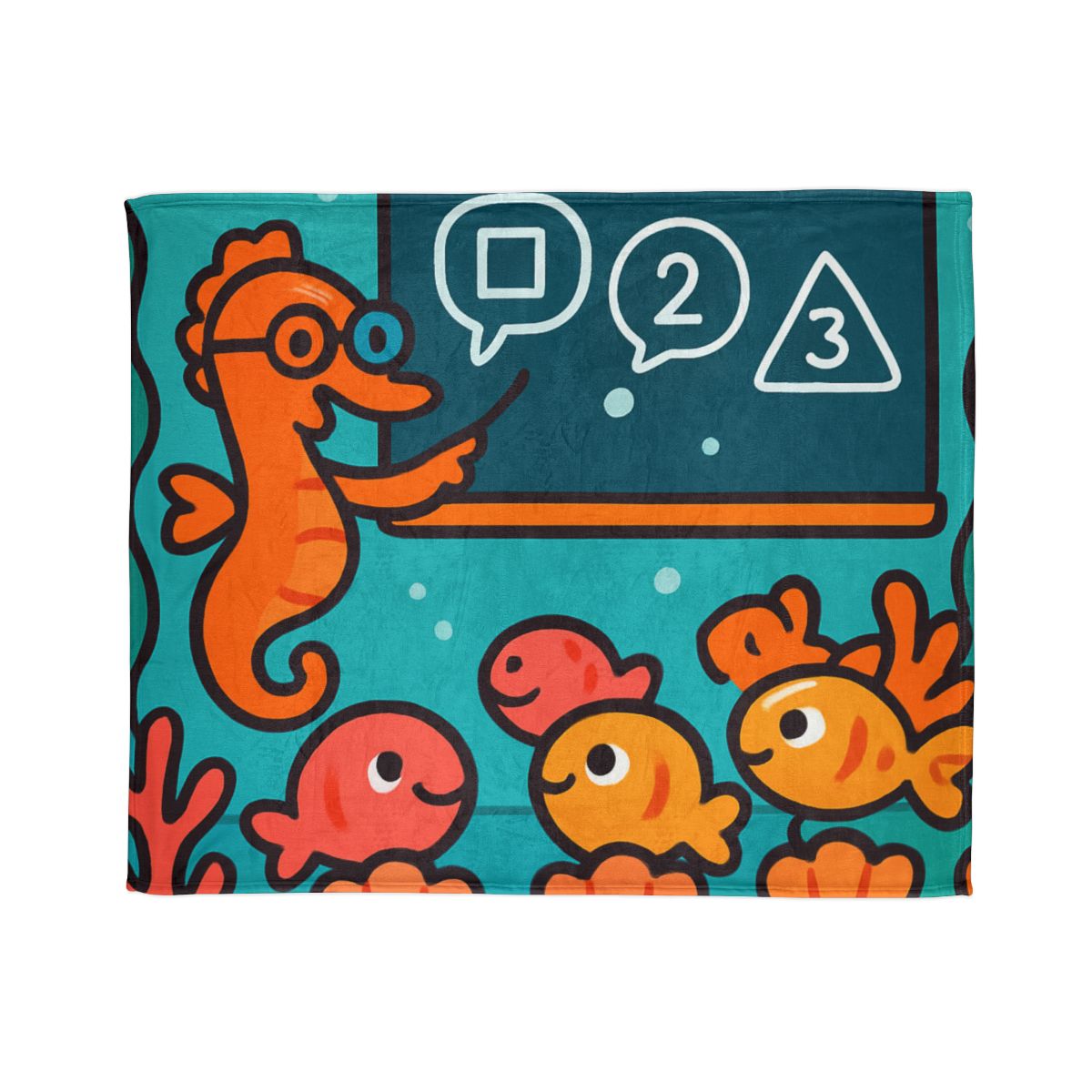 Coral Classroom With The Seahorse Teacher soft fleece blankets