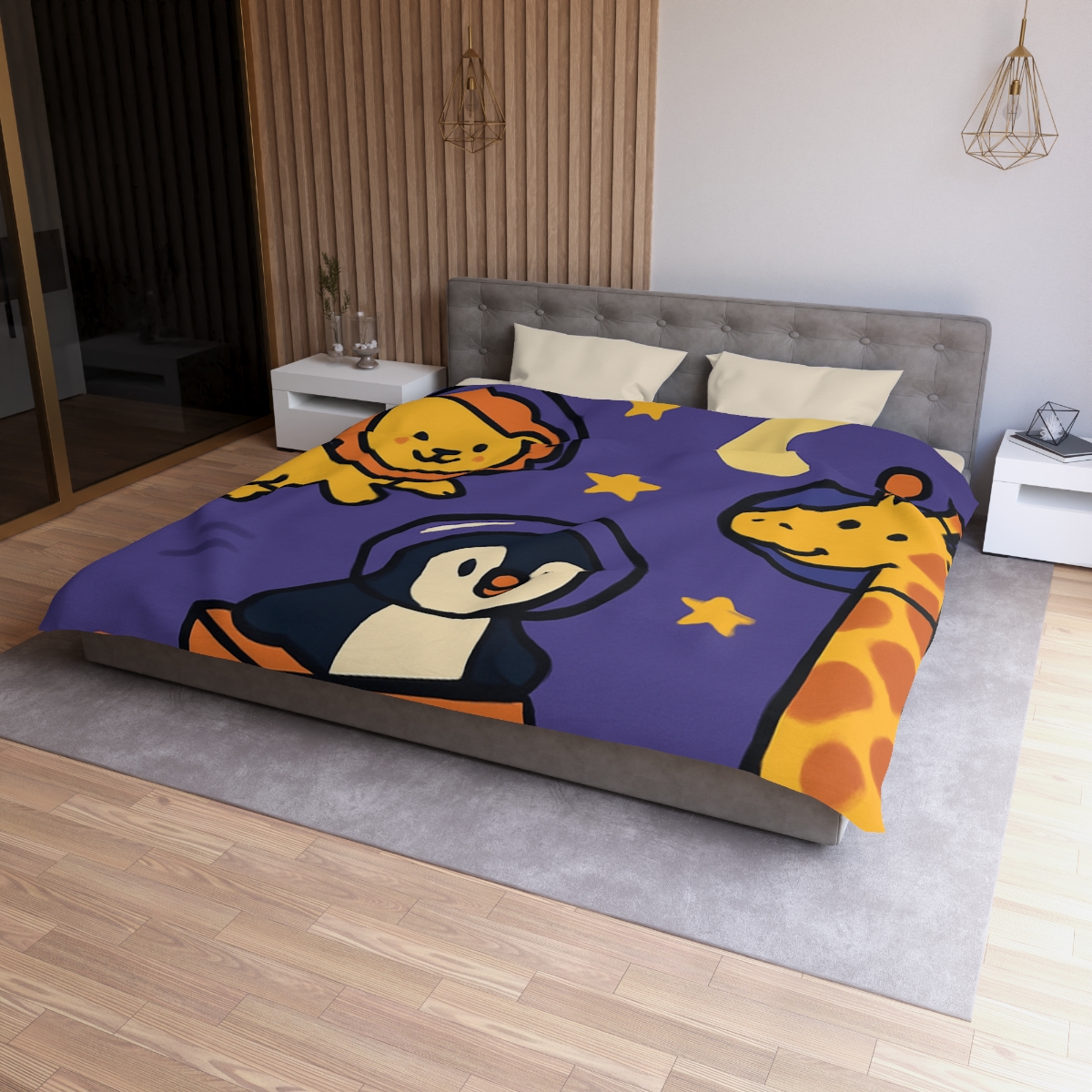 Starry Space Zoo personalized bedding duvets