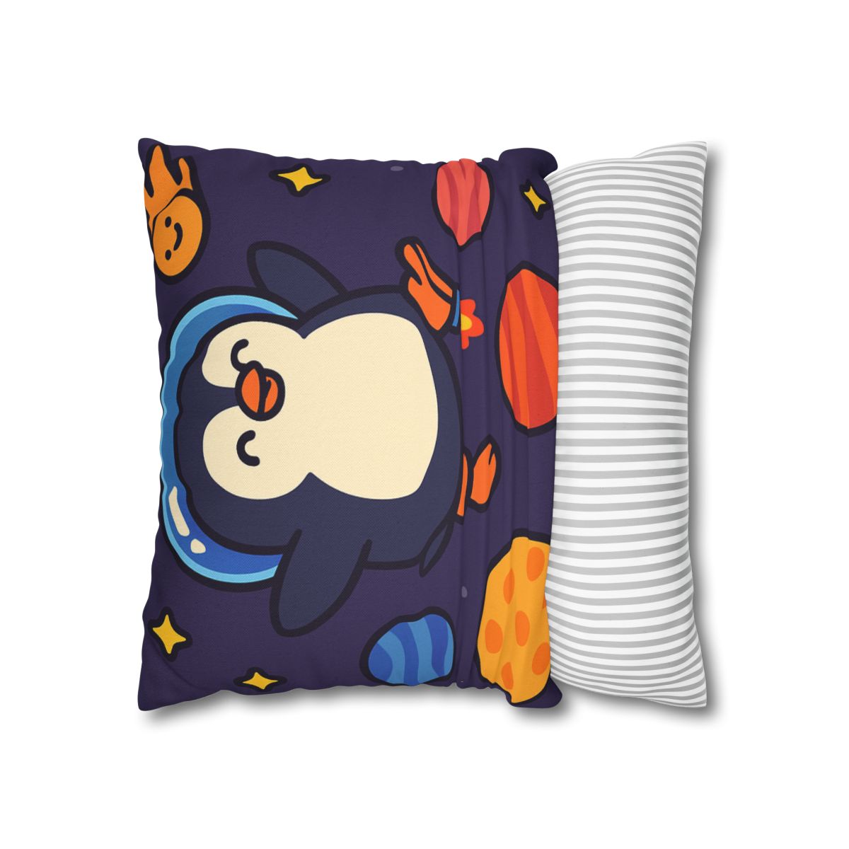 Planet Hopping Penguin Adventure stylish decorative pillowcases