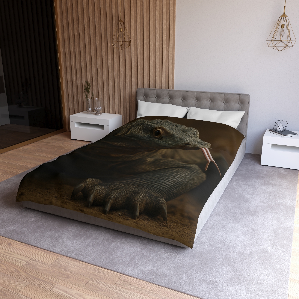 Ancient Sentinel Komodo Dragon designer printed duvets