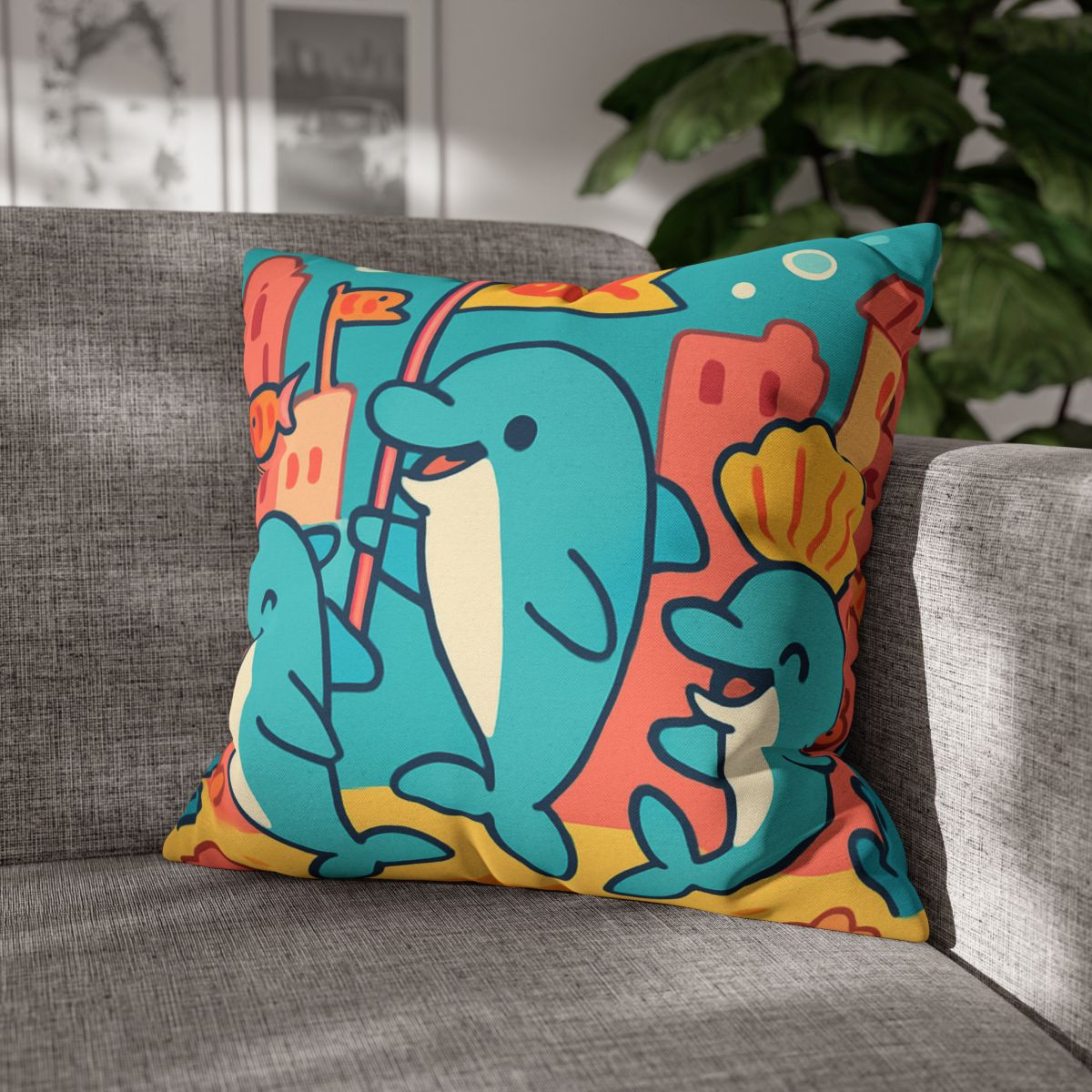 Coral City Dolphin Parade unique gift pillow cases