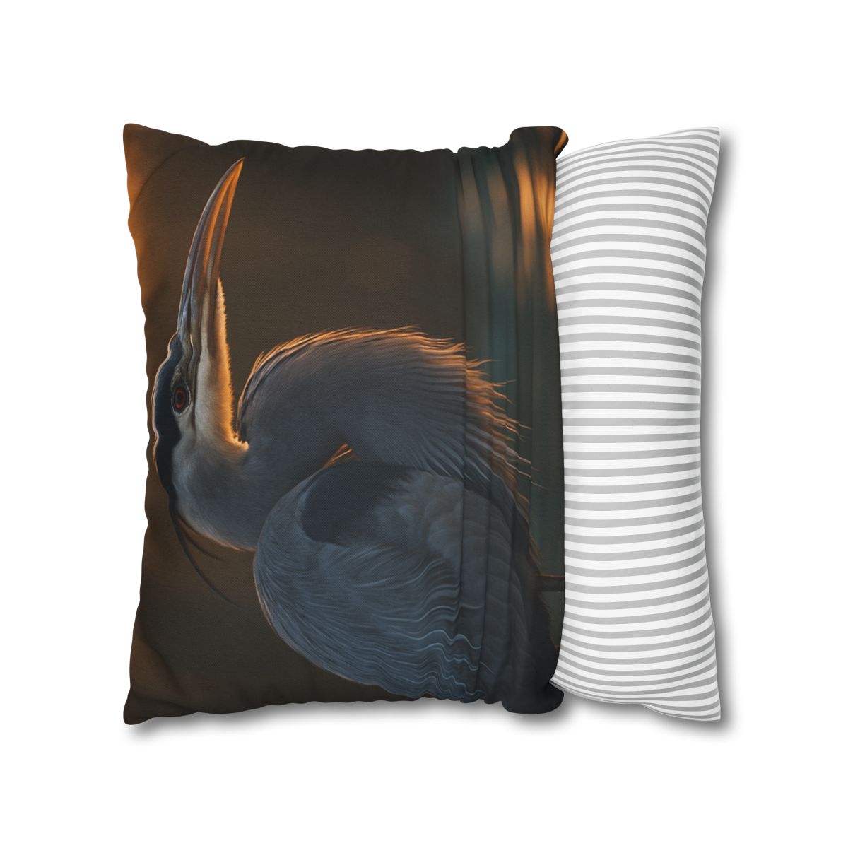 Moonlit Sentinel Great Blue Heron stylish decorative pillowcases