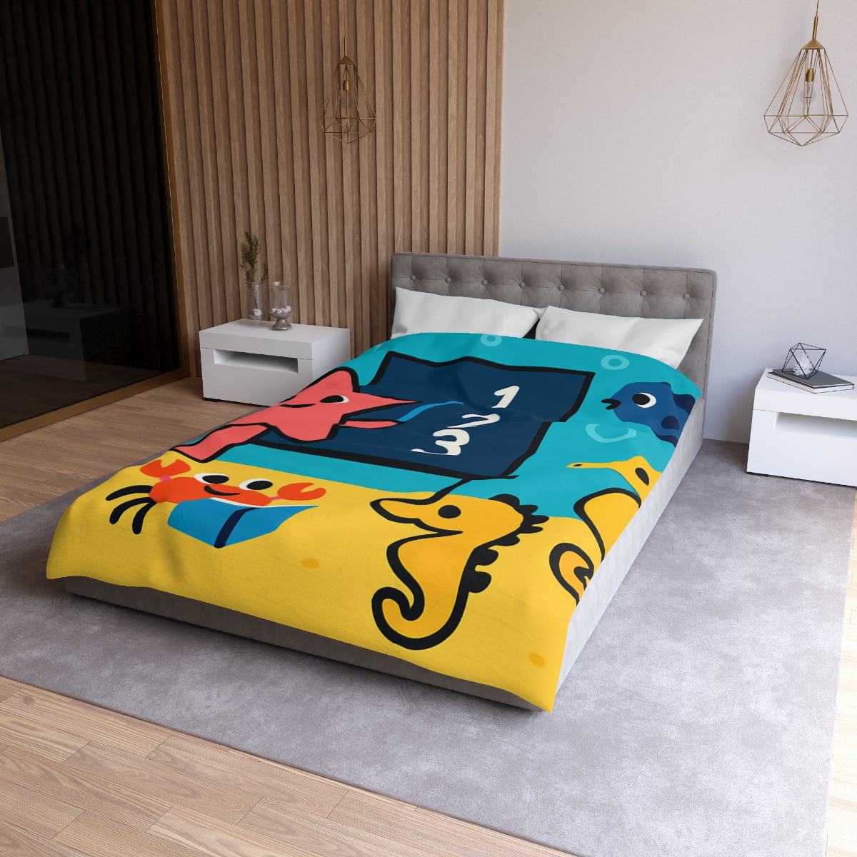Starfish Schoolhouse Adventure designer printed duvets