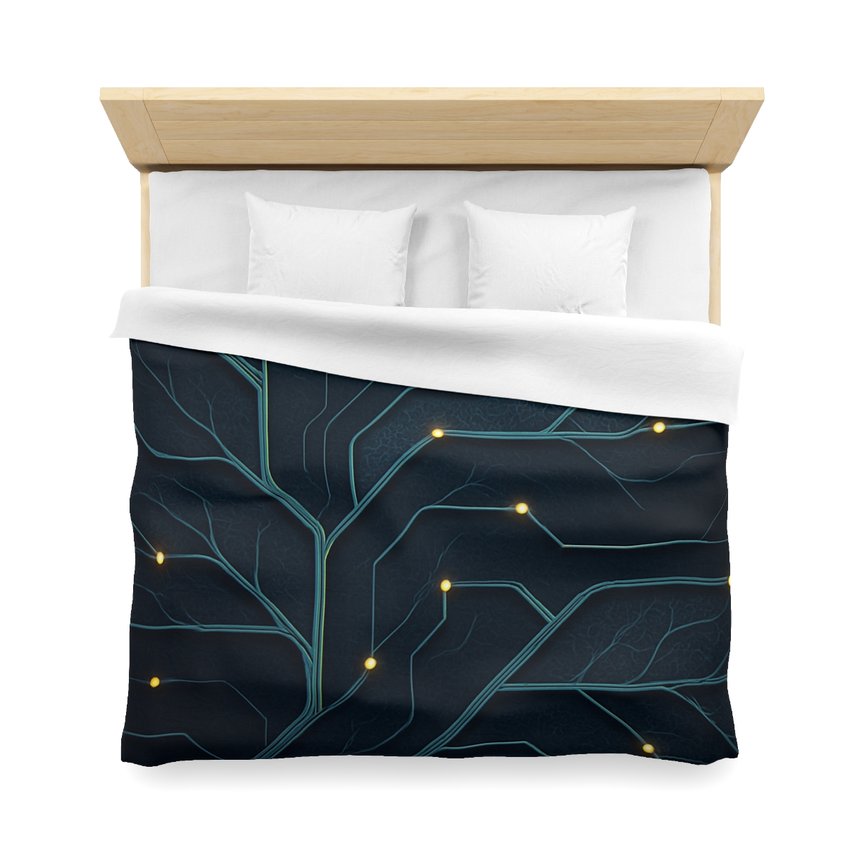 Leaf Vein Circuit Filigree designer printed duvets