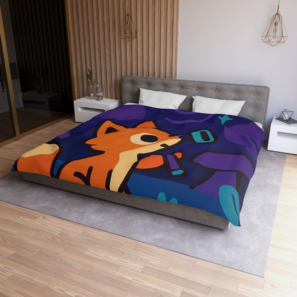 Nebula Forest Fox designer printed duvets