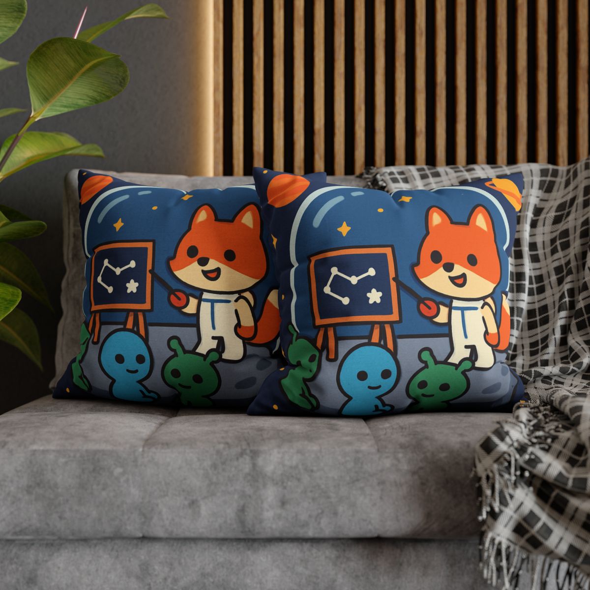Comet Classroom With Curious Space Fox comfortable bedding pillow covers