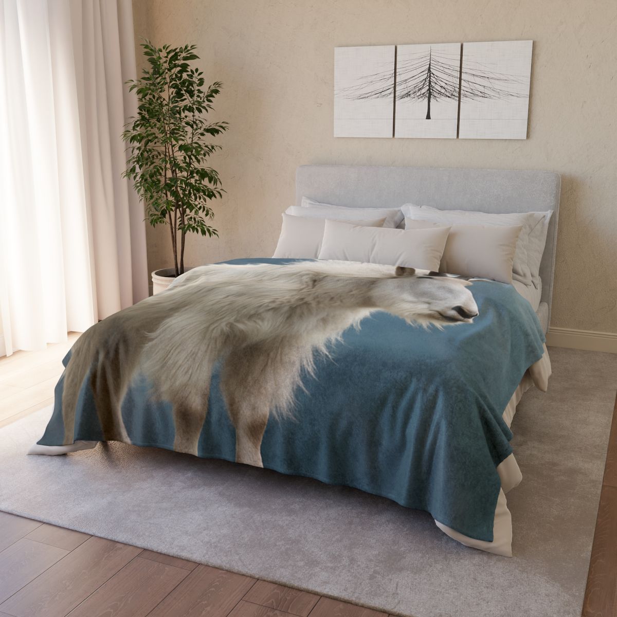 Glimmer Peak Mountain Goat designer printed blankets